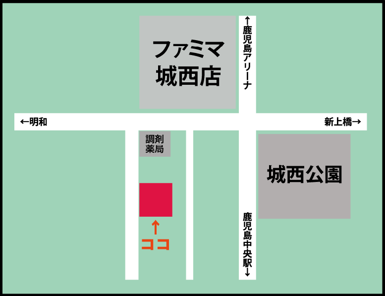 鹿児島シェアハウス薬師地図